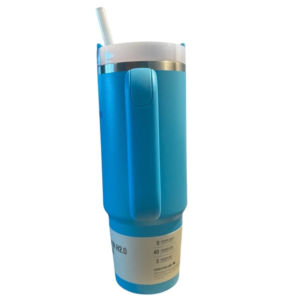 Stanley Quencher H2O Tumbler 30 oz Aqua Blue Flowstate Straw Lid Car Cup Holder - Picture 4 of 10
